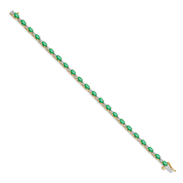 14k Yellow Gold and 14k White Gold Diamond and Emerald Bracelet