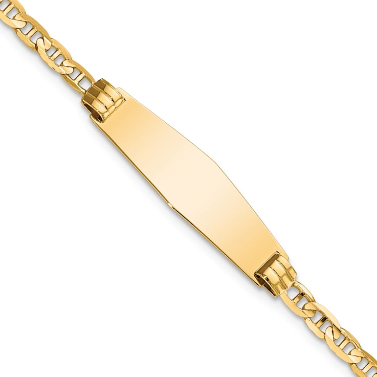 14k Yellow Gold Children's Soft Diamond Shape Mariner Link ID Bracelet