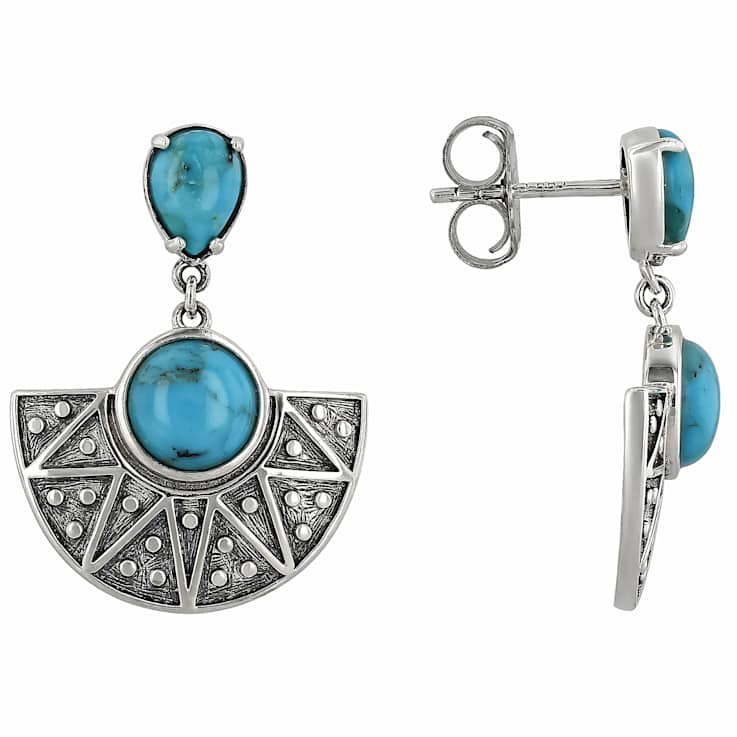 Turquoise Sun Sterling Silver Earrings 7mm And 7x5mm