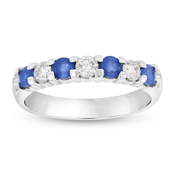 0.75ctw Sapphire and Diamond Band Ring in 14k White Gold