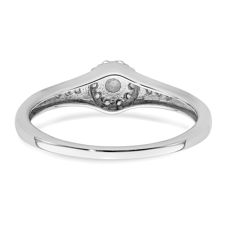 Rhodium Over 10K White Gold Lab Grown Diamond Cluster Engagement Ring 0.211ctw