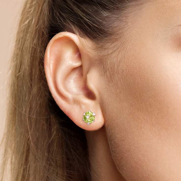 Peridot and Diamond 14K Yellow Gold Earrings 3.04ctw