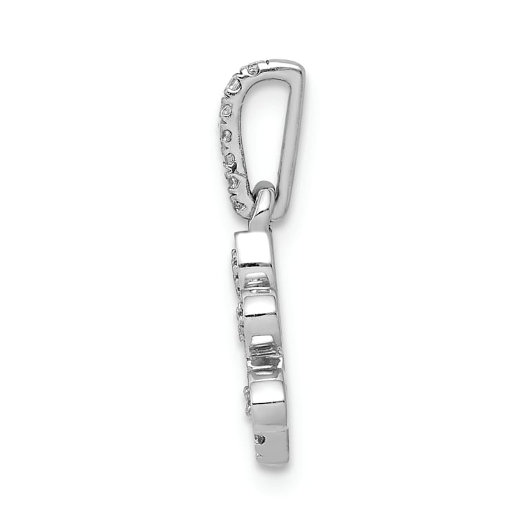 Rhodium Over 14k White Gold Diamond Paw Print Pendant