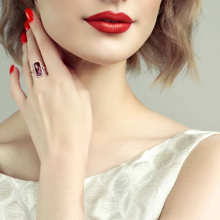 Amethyst and Diamond 14K Rose Gold Engagement Ring 5.27ctw