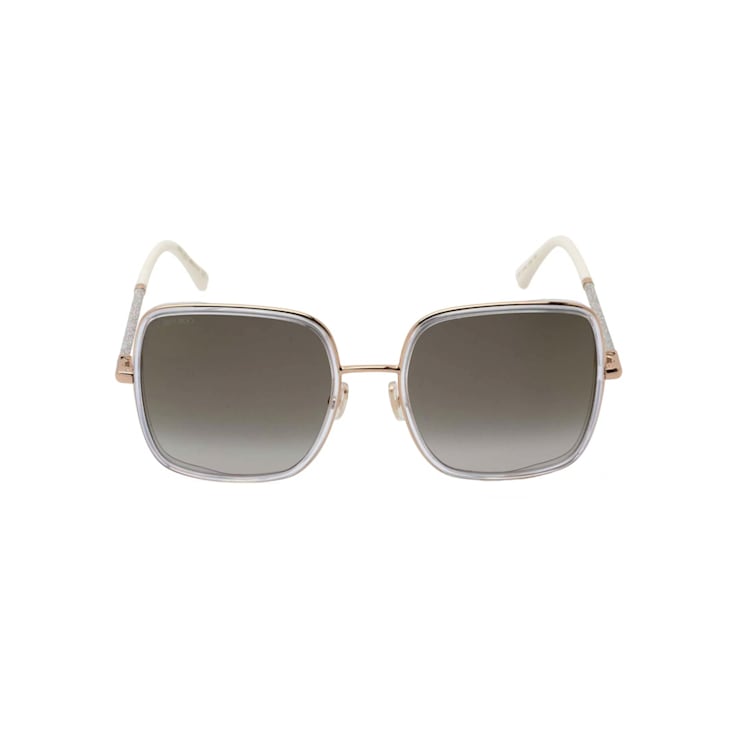 Jimmy Choo Crystal Clear and Gold Tone Frame /Gray Lens Sunglasses