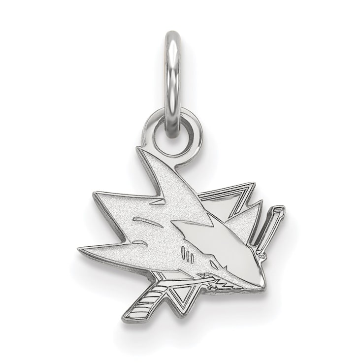 Rhodium Over Sterling Silver NHL LogoArt San Jose Sharks Extra Small Pendant