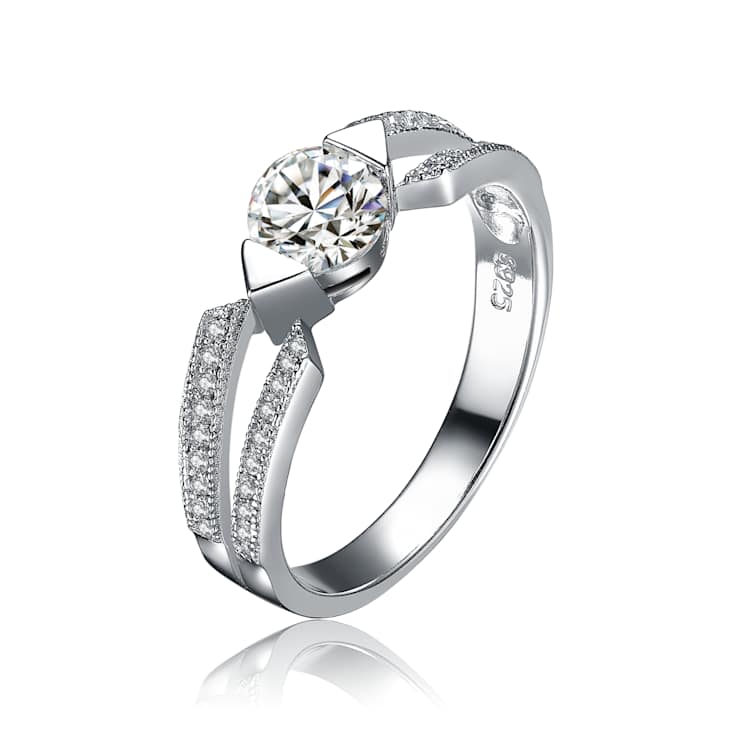Moissanite Cocktail Ring In White Gold Over Sterling Silver 0.78ctw DEW