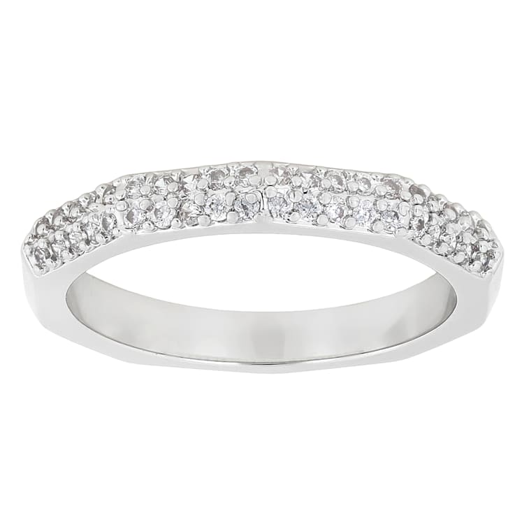 Stackable Ring Set With CZ In Rhodium Over Brass 1.07ctw