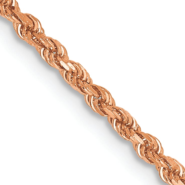 14k Rose Gold 1.75mm Solid Diamond Cut Rope 16 Inch Chain