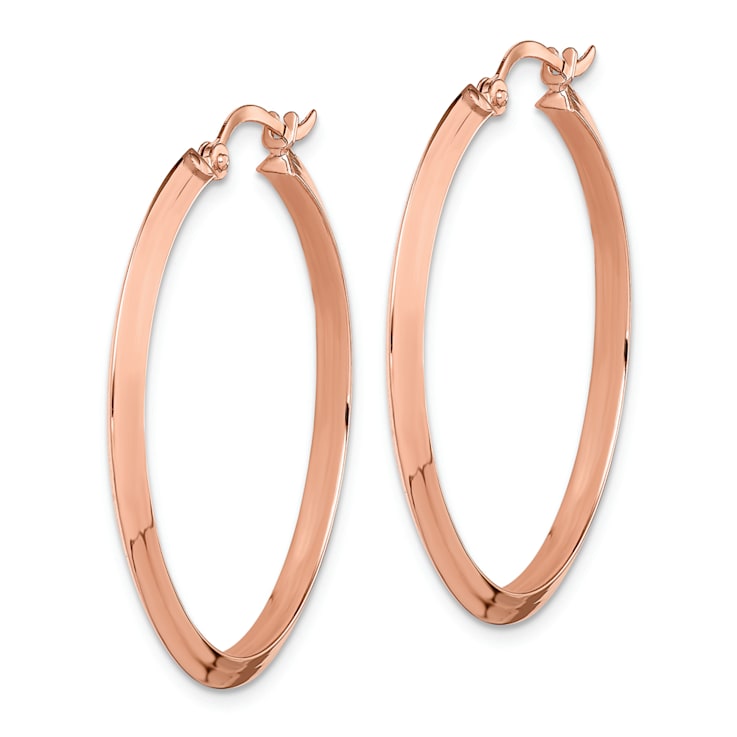 14k Rose Gold Polished 1 5/16" Hoop Earrings
