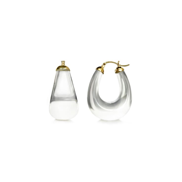 14K Yellow Gold Over Sterling Silver Clear Chunky Bucket Acrylic Hoops