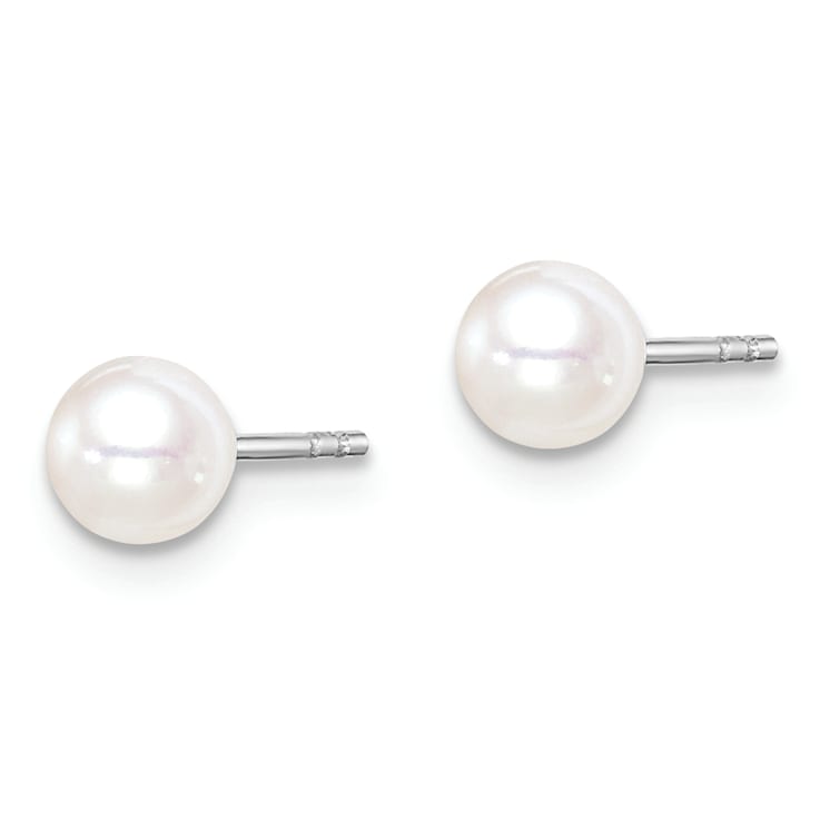Rhodium Over Sterling Silver 4-5mm White/Pink/Purple FWC Pearl Stud
Earrings Set