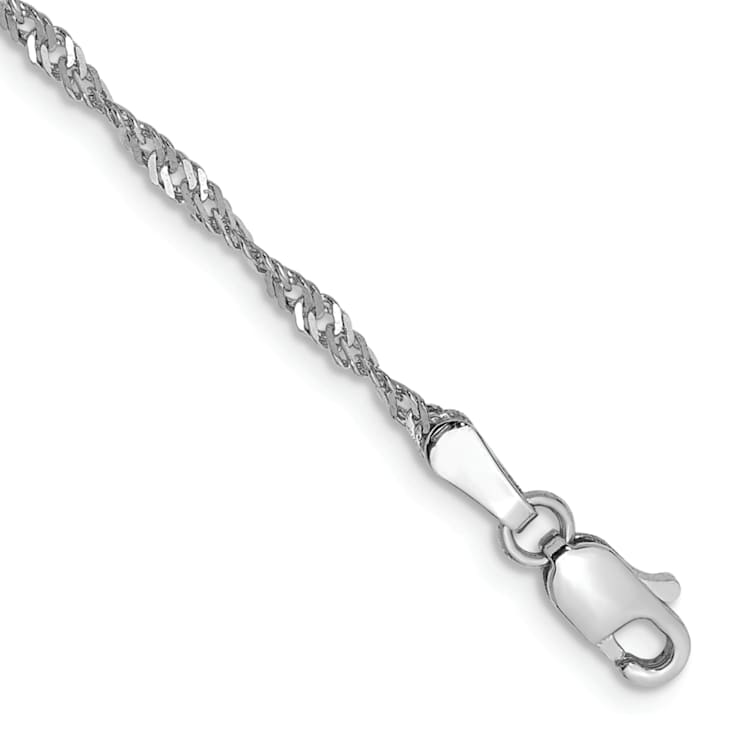 14K White Gold 1.7mm Singapore Chain Bracelet
