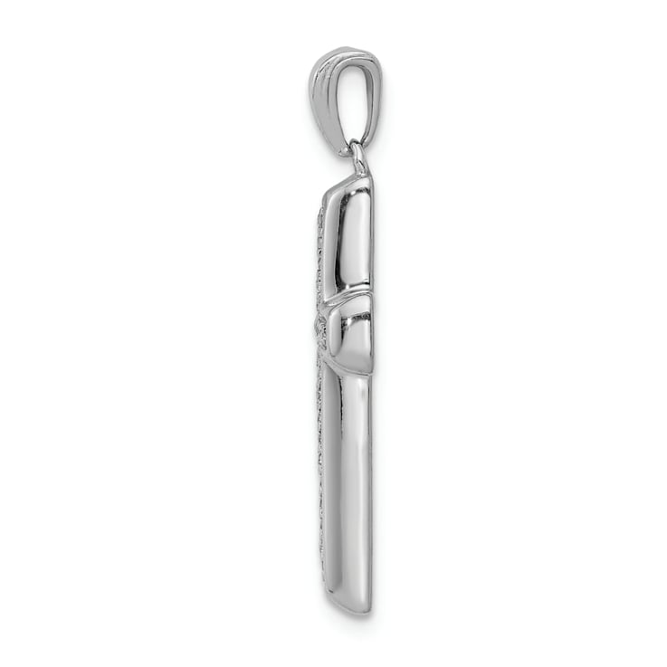 Rhodium Over 14K White Gold Large 1/10ct. Diamond Cross Pendant