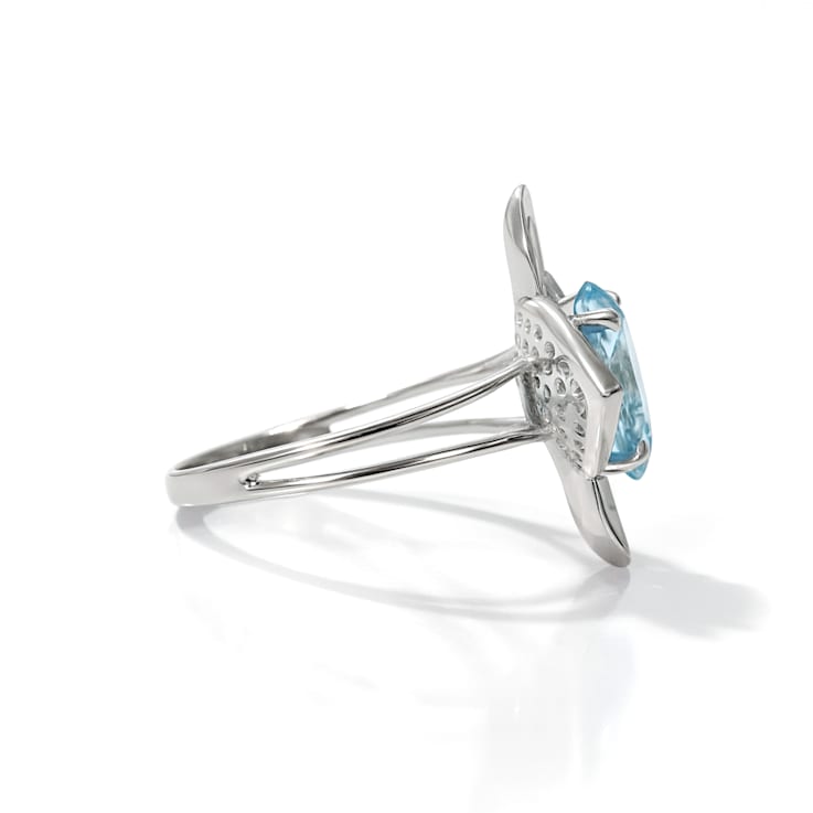 Sky Blue Topaz and White Topaz Sterling Silver Ring