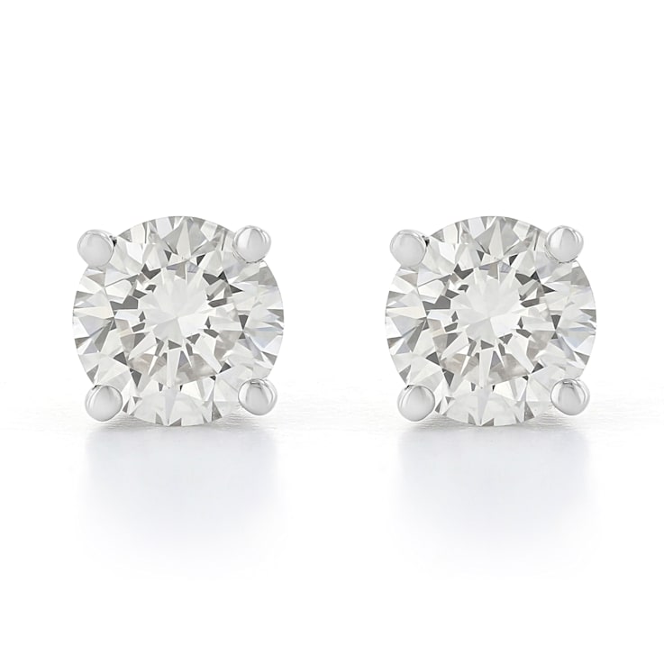 Certified White Lab-Grown Diamond H-I SI 14k White Gold Solitaire Stud
Earrings 0.75ctw