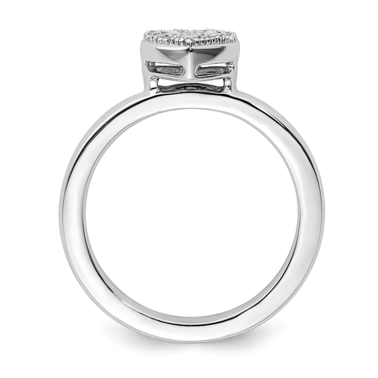 Sterling Silver Stackable Expressions Heart Diamond Ring 0.122ctw