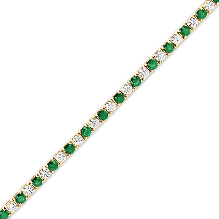 6.25ctw Emerald and Diamond Bracelet in 14k Yellow Gold
