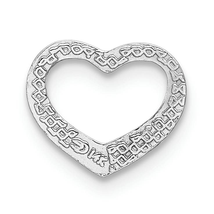 Rhodium Over 14k White Gold Mini Floating Heart Slide Pendant
