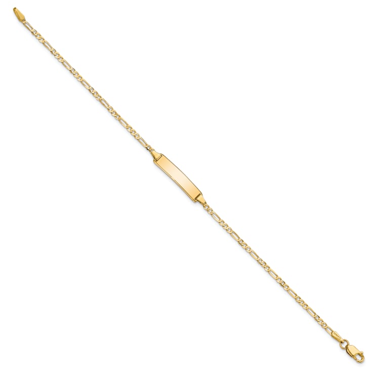 14k Yellow Gold Flat Figaro Link ID Bracelet