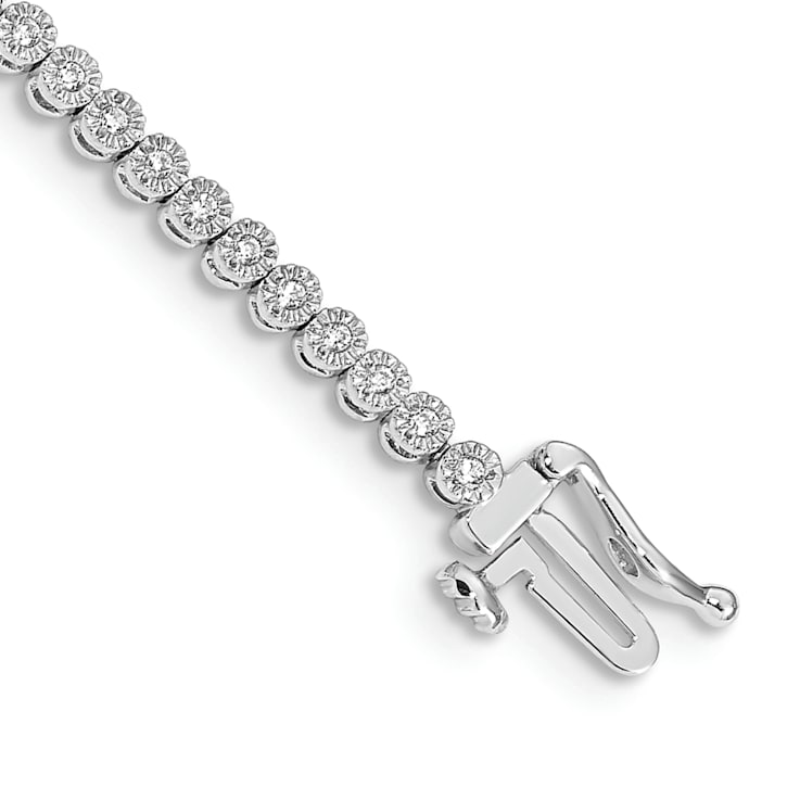 Rhodium Over 14k White Gold Diamond Tennis Bracelet
