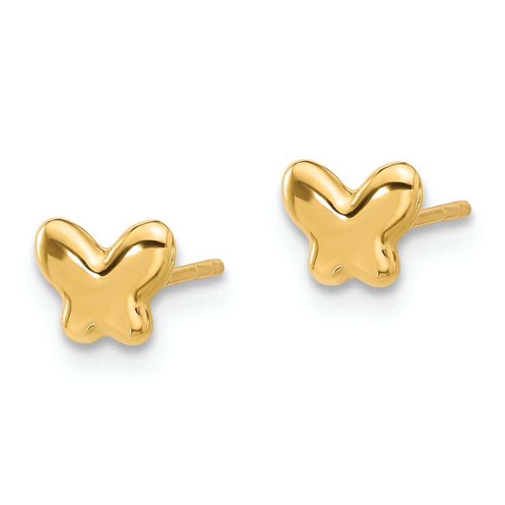 14k Yellow Gold Polished Butterfly Stud Earrings - 14FN5A