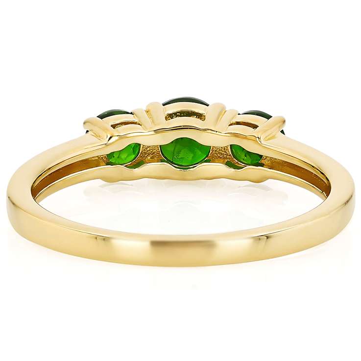 Chrome Diopside Three-Stone Ring In 18K Gold Over Sterling Silver 0.95ctw
