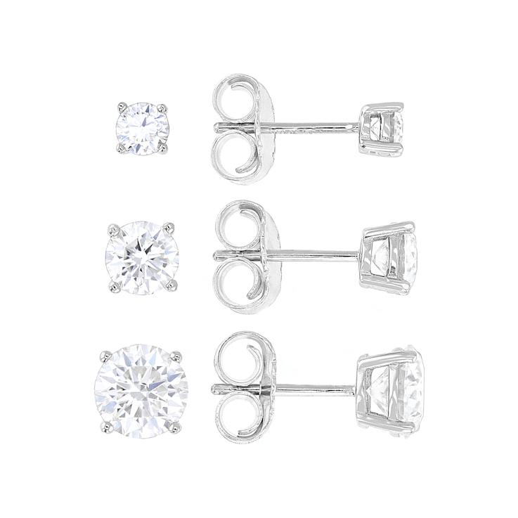 Moissanite Stud EarRing Set In PlatInum-Enhanced Sterling Silver