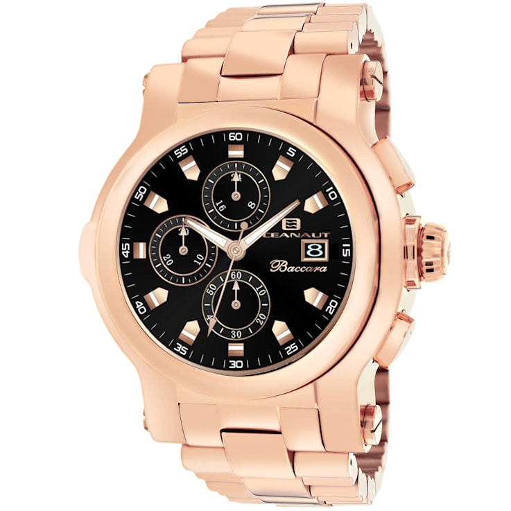Oceanaut Men's Baccara XL Black Dial, Rose Stainless Steel Watch