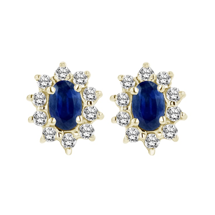1.00ctw Sapphire and Diamond Earrings in 14k Yellow Gold