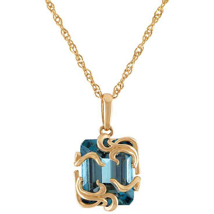 10K Yellow Gold London Blue Topaz Medusa Pendant 3.5ctw