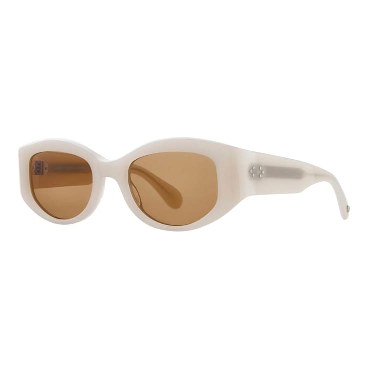 Garrett Leight Retro Biggie Ecru Oval Frame / Marigold Lenses Sunglasses