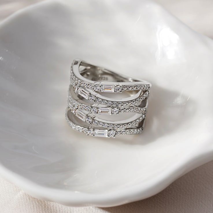 White Cubic Zirconia Platinum Over Sterling Silver Ring 1.67ctw