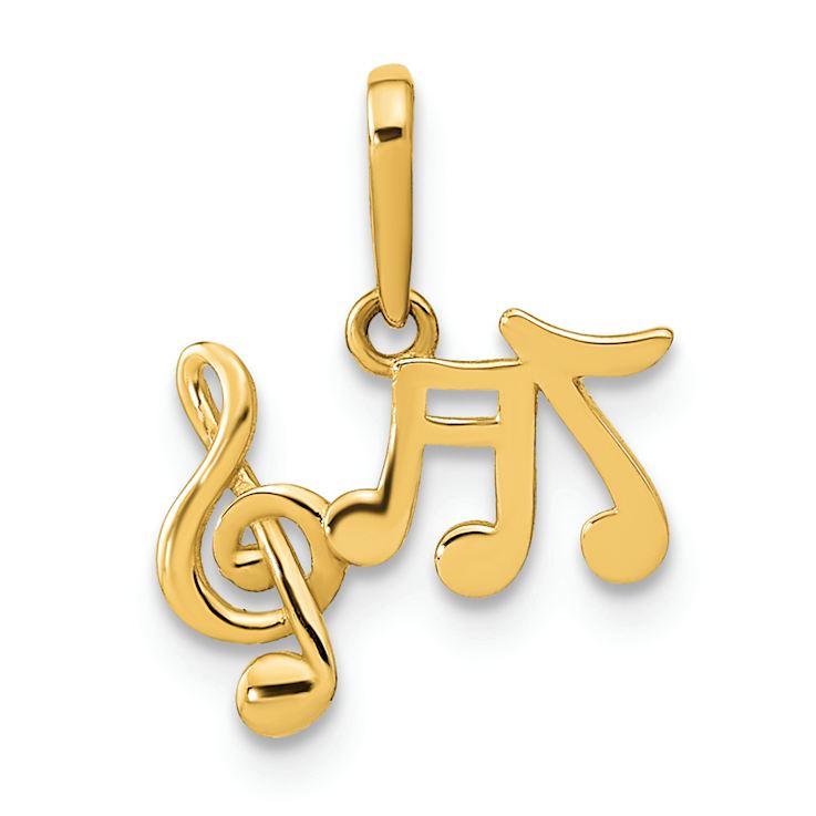 14k Yellow Gold Polished Music Notes Pendant