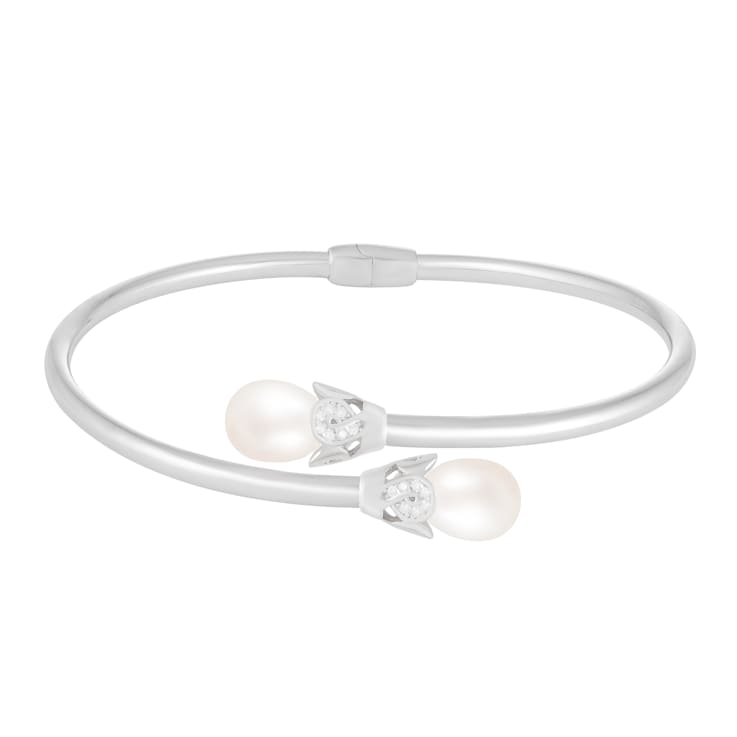 8.5-9mm White Cultured Freshwater Pearl Silver  Bracelet