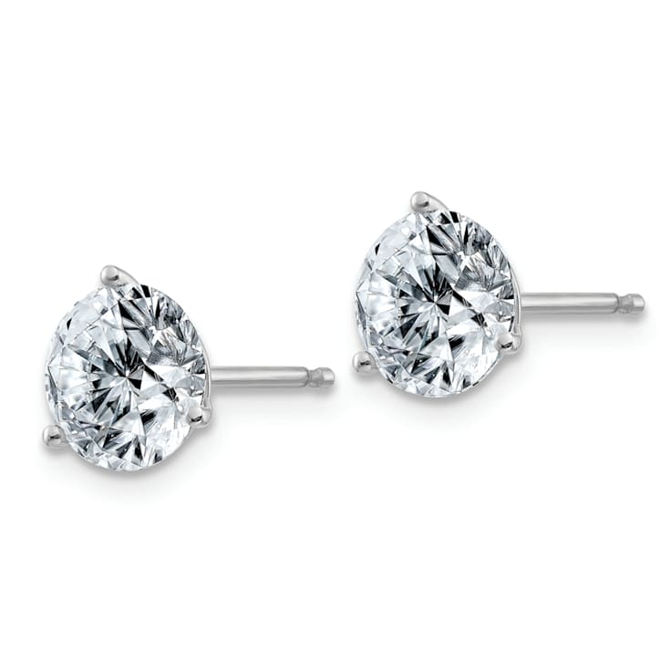 Rhodium Over 14K White Gold 2ct. 6.5mm Round J-K Color Moissanite Earrings
