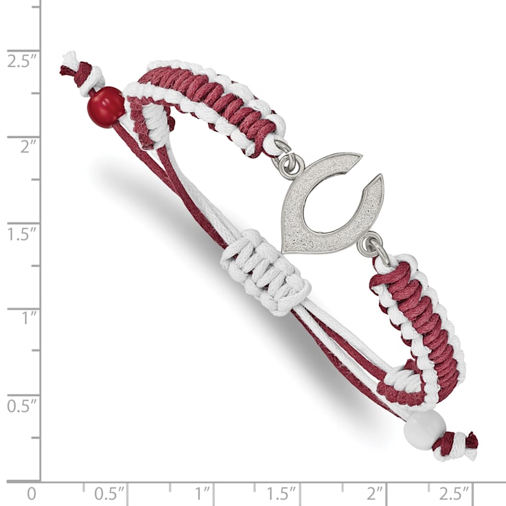 Stainless Steel MLB LogoArt Cincinnati Reds Adjustable Cord Bracelet