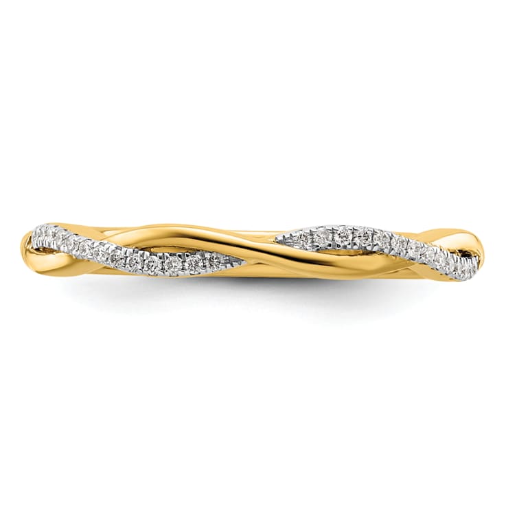 14K Yellow Gold Stackable Expressions Diamond Twist Ring 0.084ctw