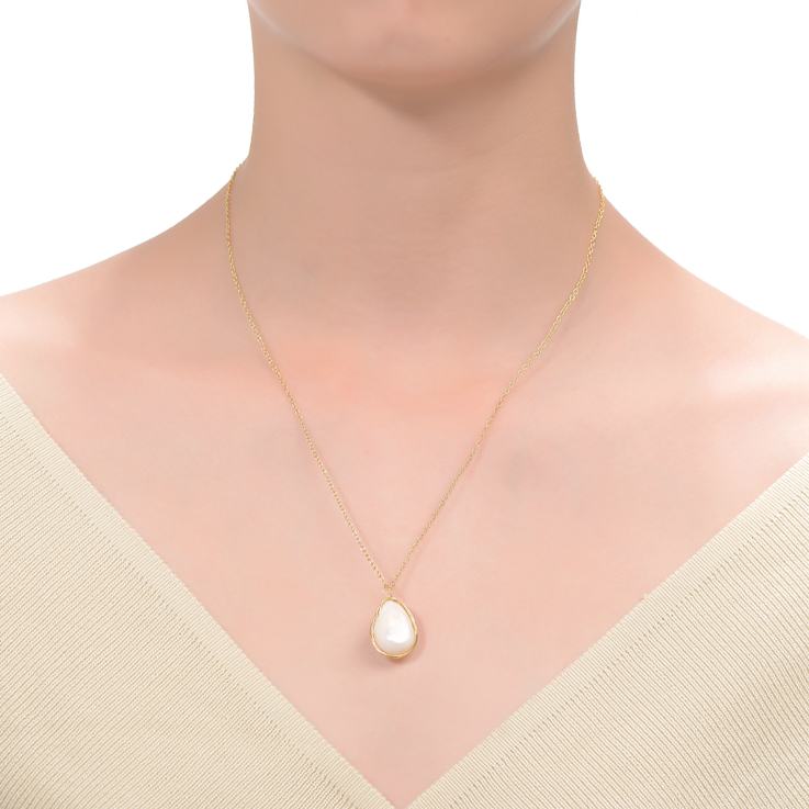 Cultured Freshwater Pearl Drop Pendant in 14k Gold Over Silver