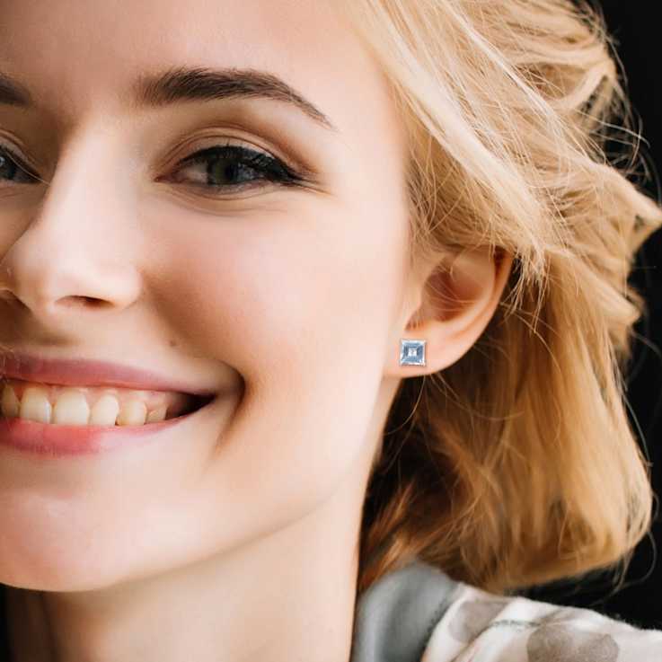 6ctw Square Sky Blue Topaz Stud Earrings in Sterling Silver