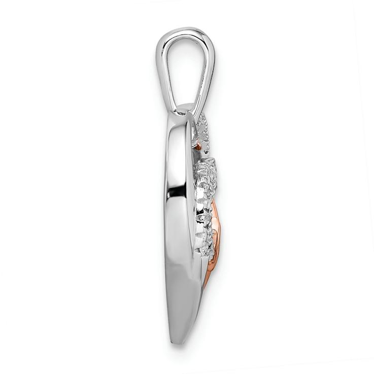 14K Two-tone Gold  Diamond Heart with Beat Pendant