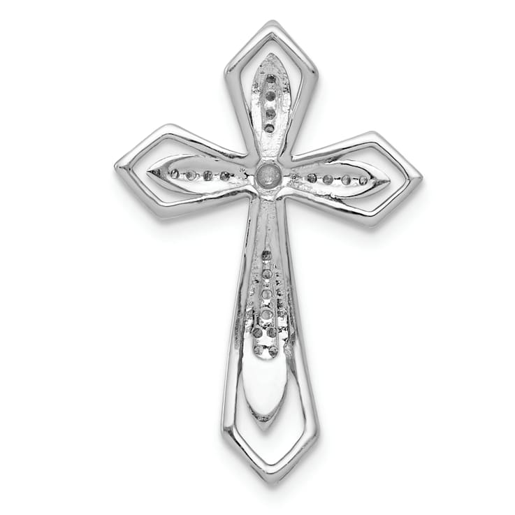 Rhodium Over 14k White Gold Diamond Cross chain slide