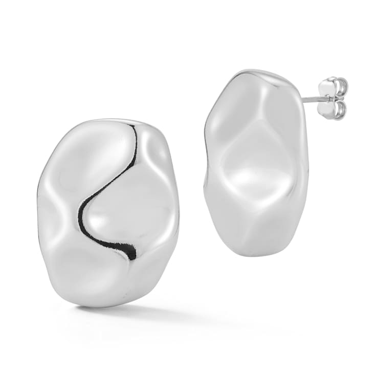 Rachel Zoe Sculptural Rectangular Stud Earrings in Silver Tone