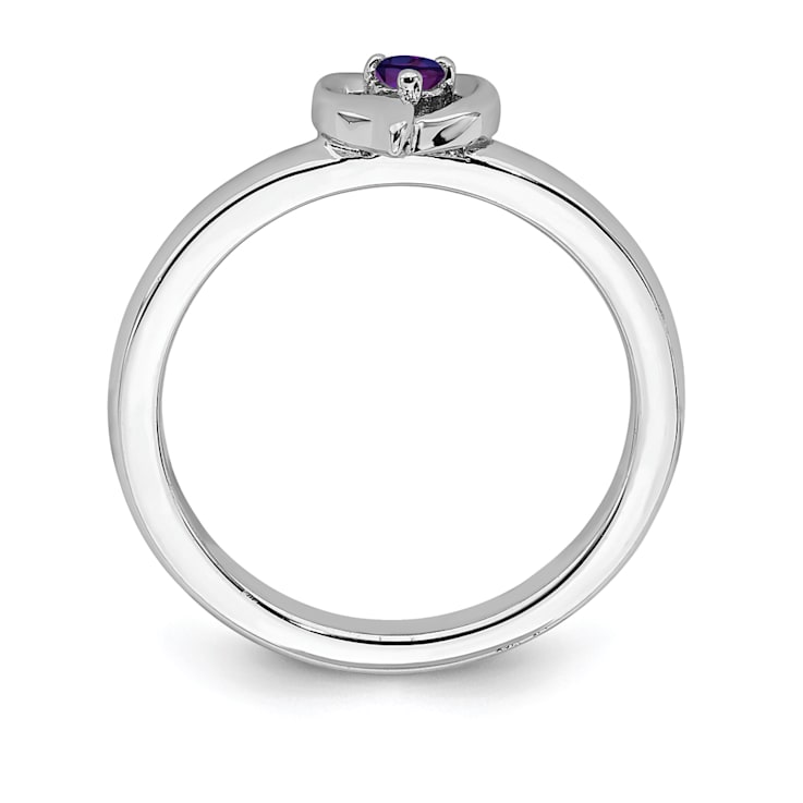 Sterling Silver Stackable Expressions Amethyst Heart Ring 0.06ctw