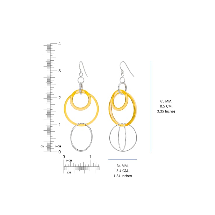 Rhodium Over Sterling Silver Acrylic Axis Drop Earrings in Red