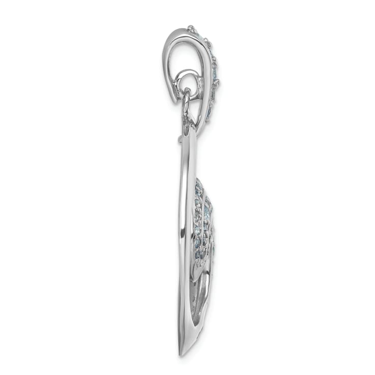 Rhodium Over Sterling Silver Polished Cubic Zirconia Wave Pendant