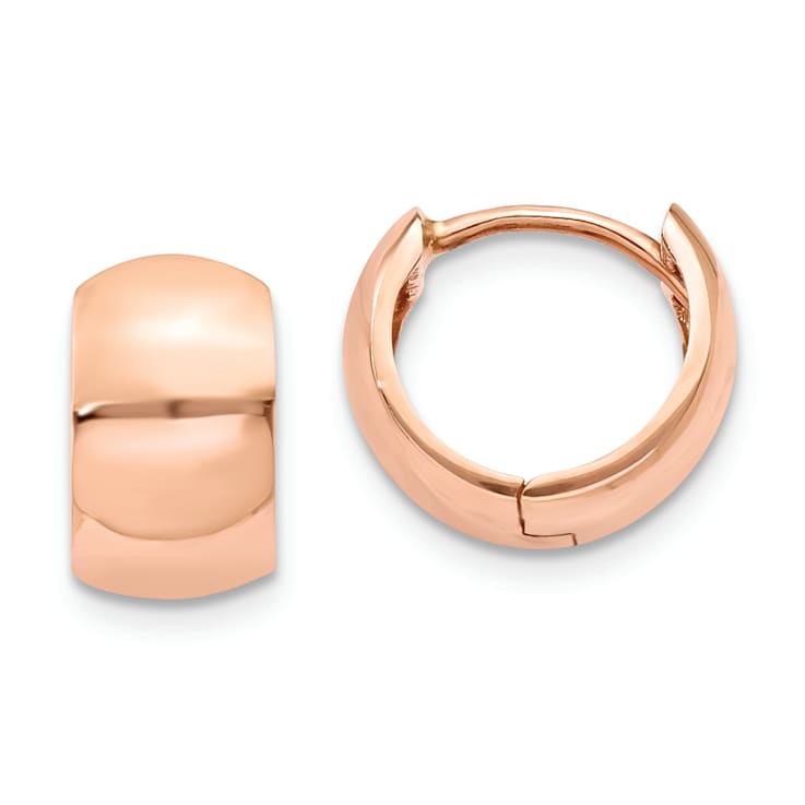 14K Rose Gold 7/16" Round Hinged Hoop Earrings