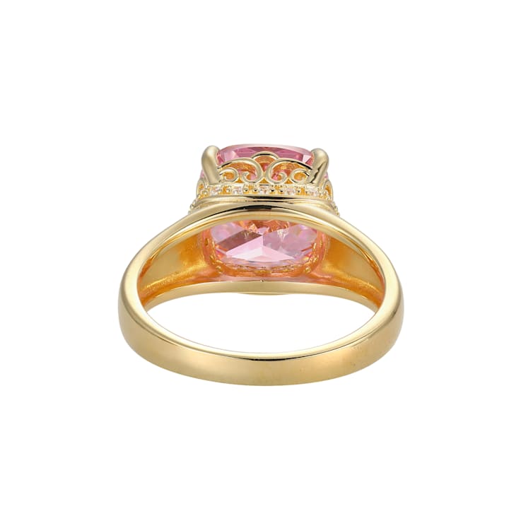 Pink And White Cubic Zirconia 18k Yellow Gold Over Silver