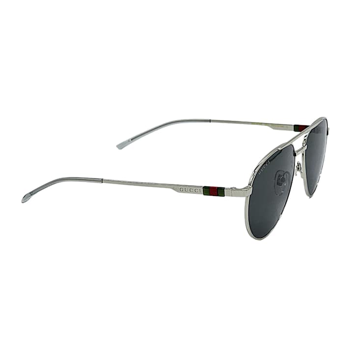 Gucci Silver Tone Aviator Frame / Gray Lenses Sunglasses