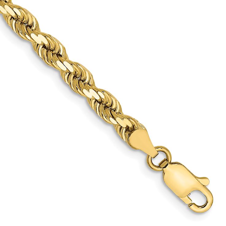 10k Yellow Gold 4mm Diamond-Cut Rope Link Bracelet